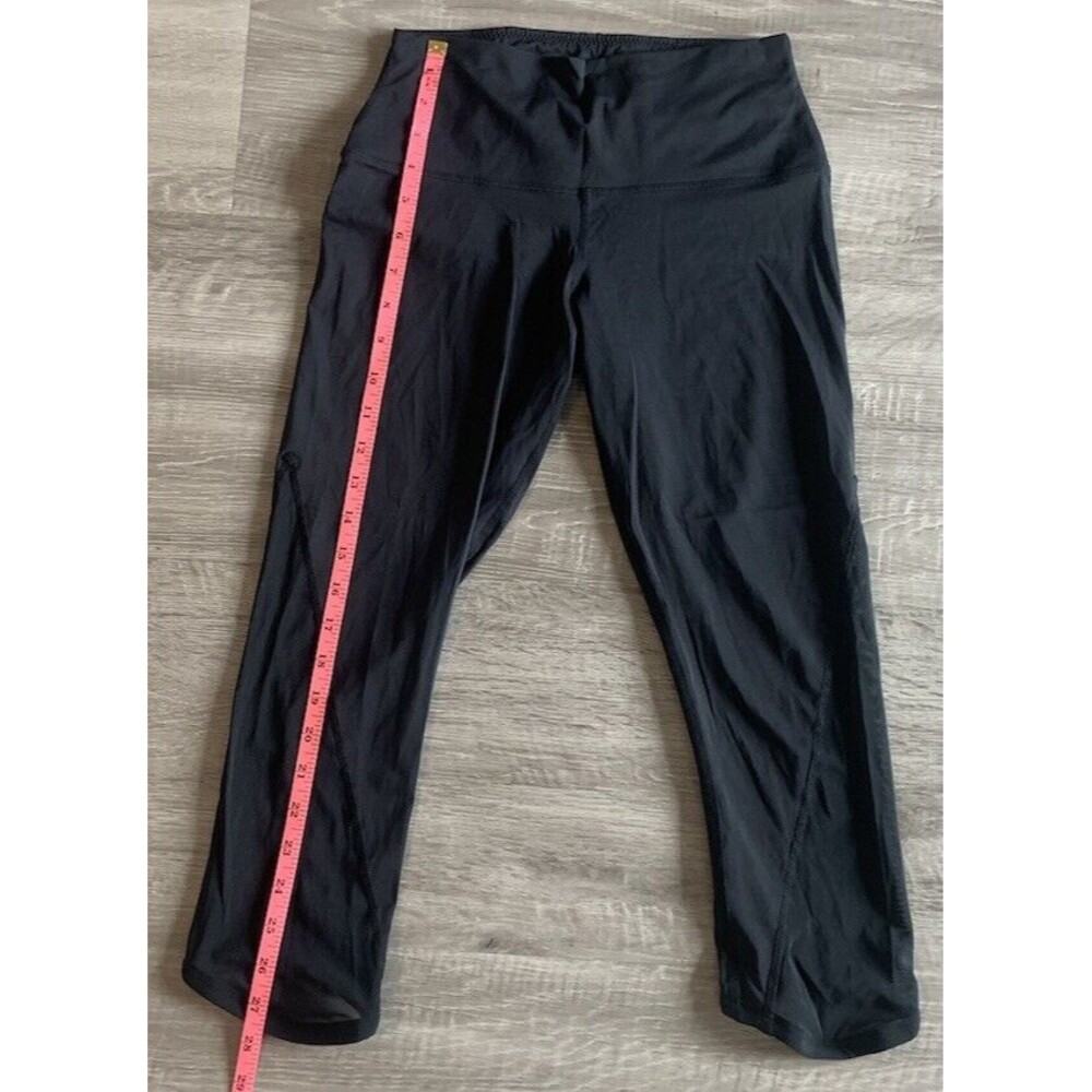Montiel Women Black Leggings Sz S 4-6 Mesh Cropped Summer Workout Elastic Bottom